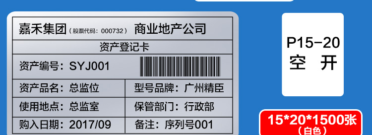 精臣固定资产标签 消银龙哑银标签 JC-B50